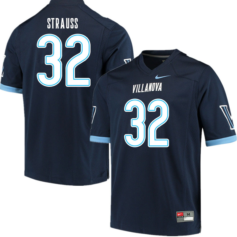 Men #32 JR Strauss Villanova Wildcats College Football Jerseys Sale-Navy